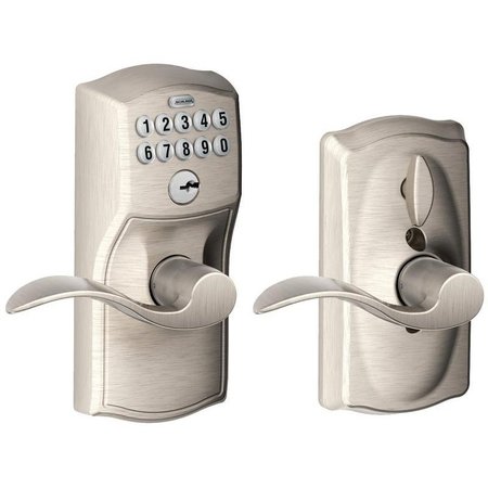 Schlage Keypad Lock with FlexLock, Metal, Satin Nickel, 238 x 234 in Backset FE595V CAM/ACC 61